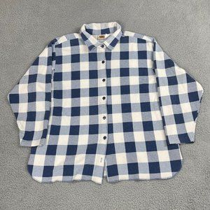Route 66‎ Flannel Long Sleeve Blue Plaid Shirt Snap Button 100% Cotton Mens XL